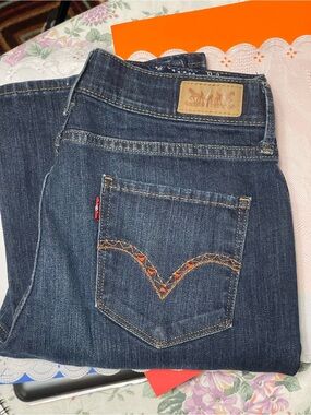 Levi's Dark Blue Denim Jeans with Orange Stitching